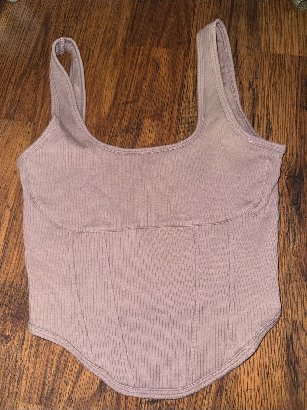Ribbed Scoop Neck Corset Style Tank Top in Mauve 2.R2